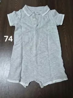 【プチバトー】ポロシャツロンパース　グレー 12m/74cm ベビー服