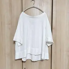 【最安値中】麻　レーヨン　ホワイト無地シャツ　Lサイズ