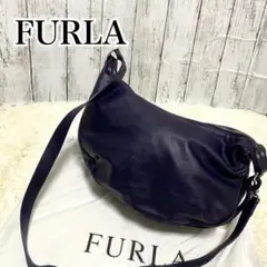 美品✨FURLA ショルダーバッグ レザー ワンショルダー ネイビー 2way