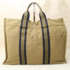 HERMES フールトゥ MM コットン キャンバス トート ハンド バッグ