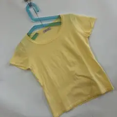 グラスライン Tシャツ 半袖 クルーネック ペールイエロー フェミニン