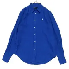 美品　Ralph 現行タグ QR リネン ブルー 青 シャツ relaxed