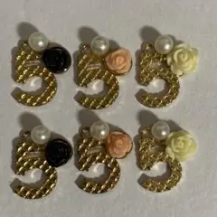 バラ付き5番チャーム 6個セット