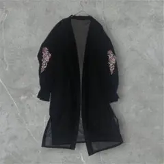 ブラックシースルロングカーディガン