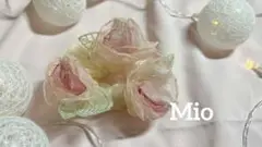 【まとめ買いお得】ヘアゴム　お花　ピンク　薔薇バラ