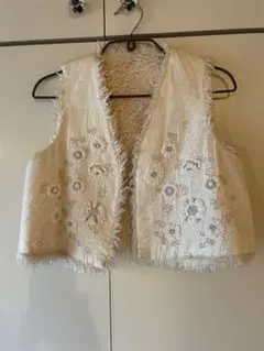 dosa ホワイト ビーズ 刺繍 ベスト