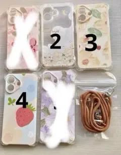 新品iPhone16ケース ショルダーストラップ付き　　1点　自由に選べる　花柄