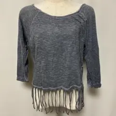 H&M フリンジカットソー グレー M