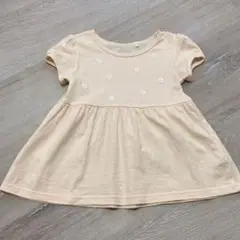 トップス　110 半袖　チュニック　ベージュ　花