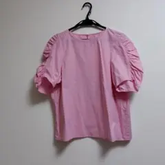 ReNormピンク パフスリーブ シャツ 半袖
