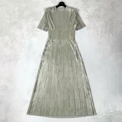 未使用級♡エイトスタードレス プリーツロングマキシ丈ワンピース 洗える フレア