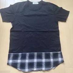 アロイ Tシャツ 黒 チェック切替 BEAMS取扱