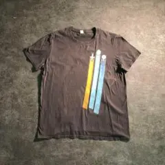 【anvil】フロントプリントTシャツ　ダークグレー　古着used SM15