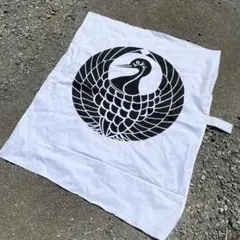 幟旗 武者 木綿 古布 節句旗 家紋リメイク用 （鶴の丸⑥）
