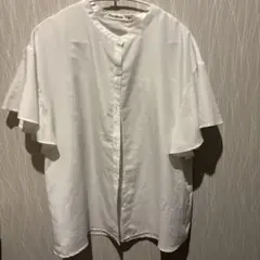 ホワイト バタフライスリーブ シャツ