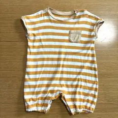 ユニクロ　ボーダーロンパース（オレンジ・白）　UNIQLO BABY 80
