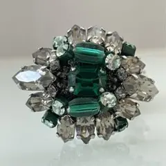 rada クリスタルビジュー クリップピアス エメラルド ビンテージ クラシック