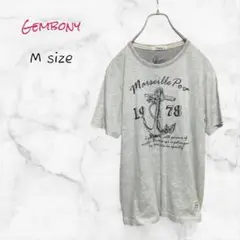 Gembony Tシャツ 半袖 ロゴプリント グレー Mサイズ 送料無料 古着