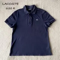 希少★銀ワニ LACOSTE 刺繍 鹿の子 半袖 ポロシャツ ネイビー 4
