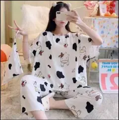 ホワイト パジャマ レディース 上下セット XL ルームウェア