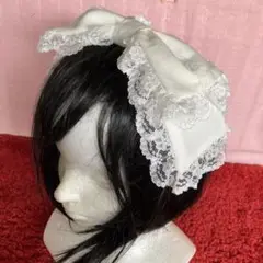 【オフホワイト】リボンカチューシャ【手作り】