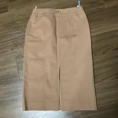 ベージュ タイトスカート スリット入り61センチ