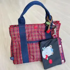 ファミリア familiar チェックナイロン ミニトート トートバッグ レア