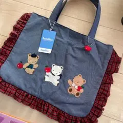 ファミリア フリルバッグ 新品 トートバッグ VIP 70周年 デニムバッグ