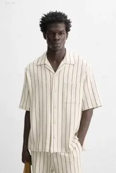 未使用 ZARA ストライプ テクスチャー シャツ