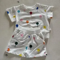 【セットアップ】風船プリント Tシャツとショートパンツ セット70cm