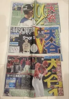 大谷翔平 スポーツ新聞　セット　ファイターズ　エンゼルス　2016 2018