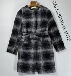 【美品】GALLARDAGALANTE ノーカラーツイードコート ベルト付き