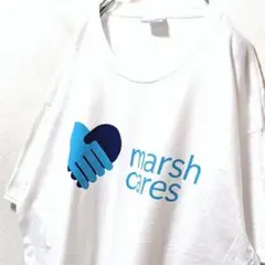 ポート&カンパニー マーシュケアーズ ロゴ Tシャツ ホワイト白 XL 古着