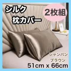 枕カバー 2枚セット シャンパンゴールド シルク サテン 袋型 美髪 美肌
