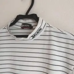 未使用 SRIXON モックネック 刺繍 ホワイト ボーダー men'sL