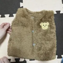 茶色のクマ刺繍ベビーベスト 80cm