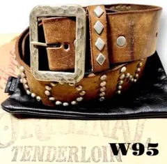 絶版! TENDERLOIN HTC PORTER スタッズ ベルト 茶 30