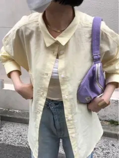 omekashi リネンオーバーシャツ イエロー