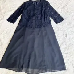 LLサイズ　Seduire　フォーマル　ワンピース　ネイビー　前ファスナー