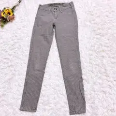 ラディーバ　エドウィン【Ｓ】刺繍　ストレッチスキニーパンツ　千鳥格子　黒　グレー