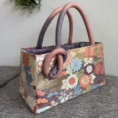 【再値下げ】美品・正絹袋帯・花柄刺繍バッグ　和装　セレモニー　プレゼント