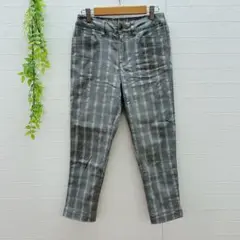 【ミッシェルクラン】 カジュアルパンツ チェック柄 (S) バックゴム グレー