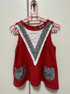 Petit jam 赤いVネックノースリーブワンピース80