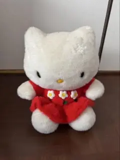 ハローキティ ぬいぐるみ 特大 昭和レトロ 花 赤白