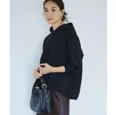 【美品】23区 洗える コンフォートダンボールジャージーパーカー ブラック 38