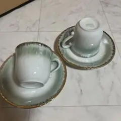 未使用 maruka china 昭和レトロ カップ・ソーサー 2個 オーロラ