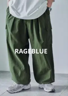 RAGEBLUE レイジブルー ミリタリー ワイドカーゴパンツ カーキ L