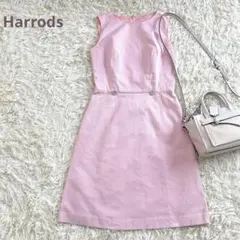 Harrods ハロッズ ノースリーブ ワンピース ひざ丈タイト ピンク系 清楚