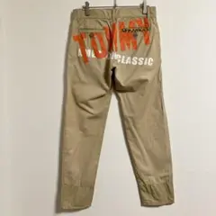 TOMMY ベージュ チノパン ビッグロゴ　豹柄　S 綿100 トミー