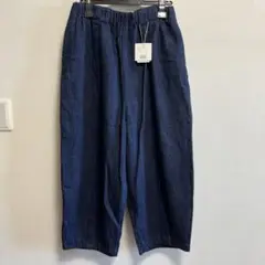 ツムグ tumuguタグ付きルーズテンションデニムインディゴワイドパンツ